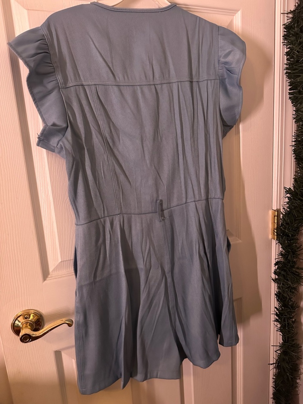Light Blue Ruffle Sleeve Romper - Picture 3 of 3